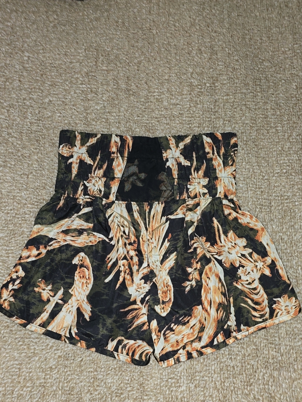 FP Movement by Free People High-Waist Tropical Floral Shorts - Black & Tan